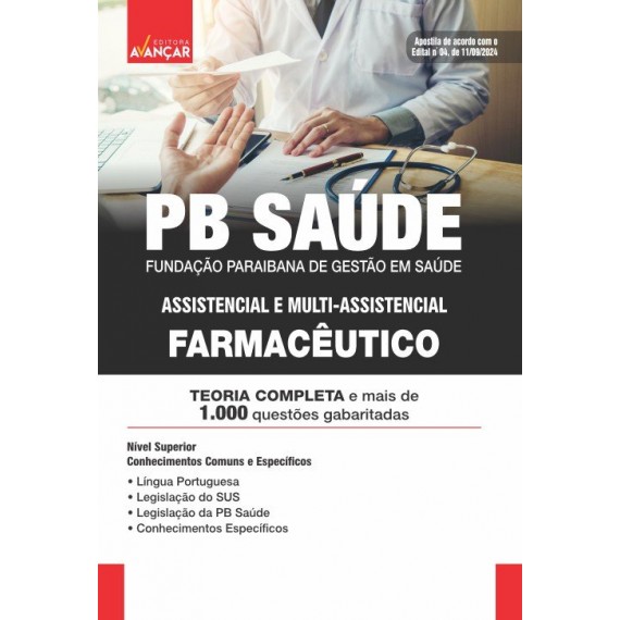 PB Saúde - Farmacêutico: IMPRESSO + E-BOOK - Liberação Imediata