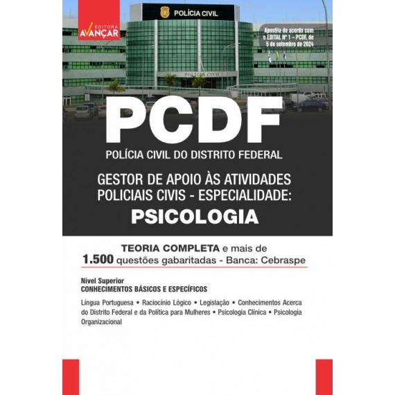 PCDF 2024 - PSICOLOGIA: IMPRESSA + E-BOOK - Liberação Imediata