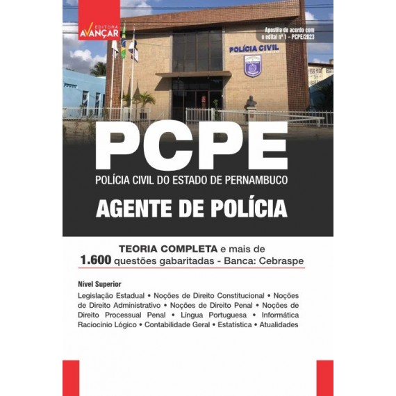 PCPE - POLÍCIA CIVIL DO ESTADO DO ESTADO DE PERNAMBUCO - AGENTE DE POLÍCIA CIVIL: IMPRESSA + E-BOOK - Liberação Imediata