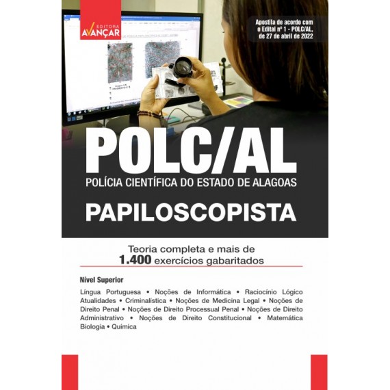 POLC AL - Polícia Científica do Estado de Alagoas - Papiloscopista: IMPRESSO - FRETE GRÁTIS - E-book de bônus com liberação imediata
