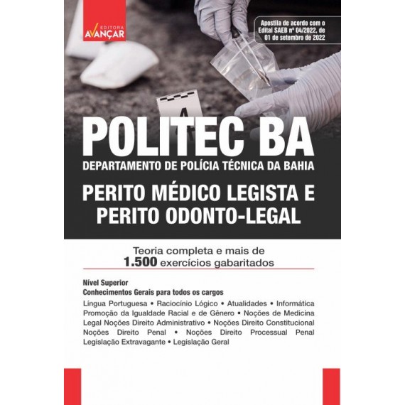 POLITEC BA - Perito Médico Legista e Perito Odonto Legal - IMPRESSA - FRETE GRÁTIS - E-book de bônus com Liberação Imediata
