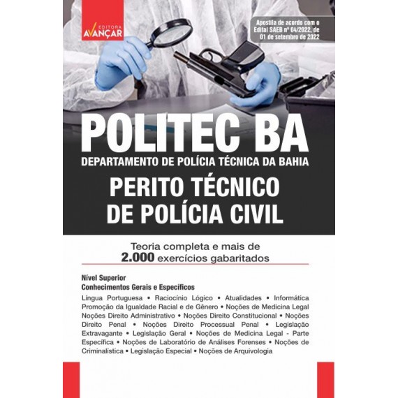 POLITEC BA - Perito Técnico de Polícia Civil - IMPRESSO - FRETE GRÁTIS - E-book de bônus com Liberação Imediata