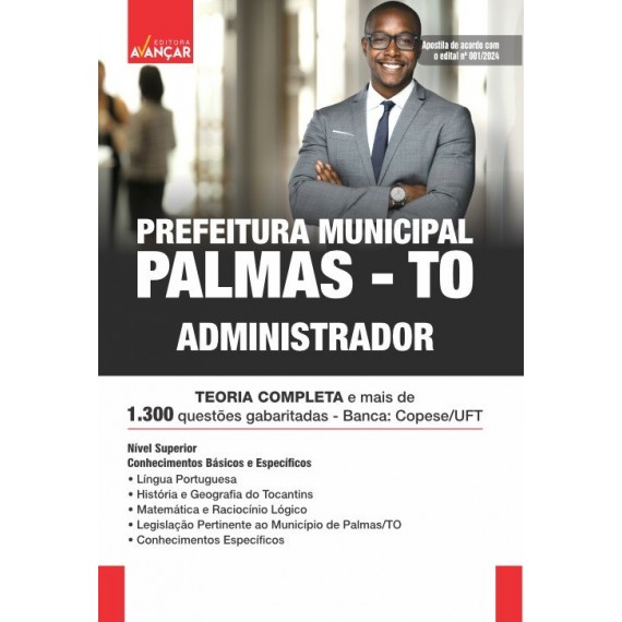 Prefeitura de Palmas TO - Administrador: E-BOOK - Liberação Imediata