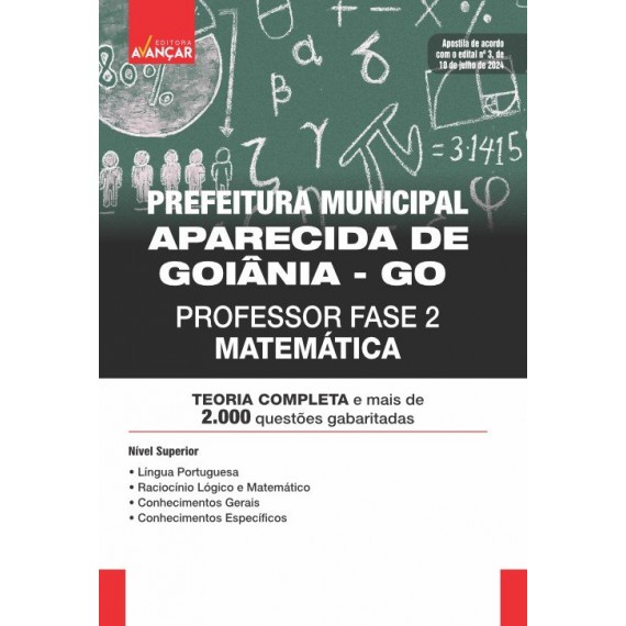 Prefeitura de Aparecida de Goiânia GO 2024 - Professor Matemática: E-BOOK - Liberação Imediata