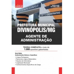 PREFEITURA DE DIVINÓPOLIS MG - AGENTE DE ADMINISTRAÇÃO: IMPRESSA + E-BOOK - Frete Grátis