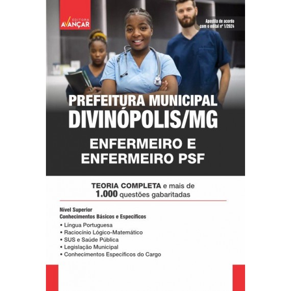 PREFEITURA DE DIVINÓPOLIS MG - ENFERMEIRO E ENFERMEIRO PSF: IMPRESSO + E-BOOK - Frete Grátis