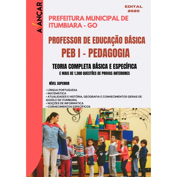 Prefeitura de Itumbiara GO 2025 - Professor de Educação Básica - PEB I - Pedagogia