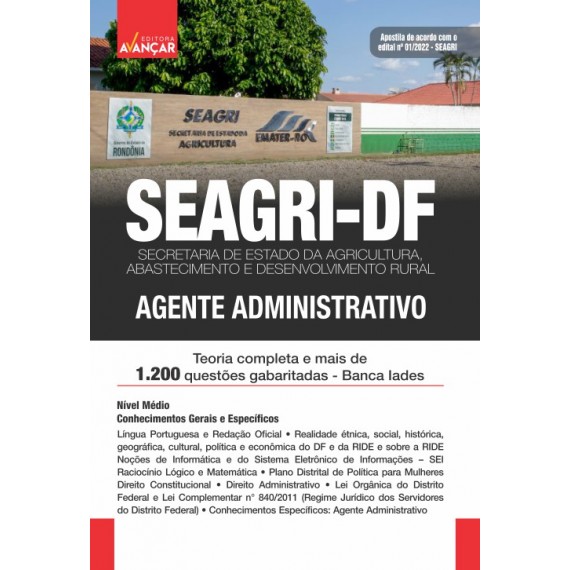 SEAGRI DF - Agente Administrativo - IMPRESSO - FRETE GRÁTIS - E-book de bônus com Liberação Imediata