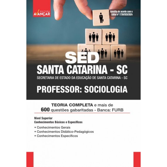 SED SANTA CATARINA SC 2024 - Professor: Sociologia: IMPRESSA + E-BOOK - Frete Grátis