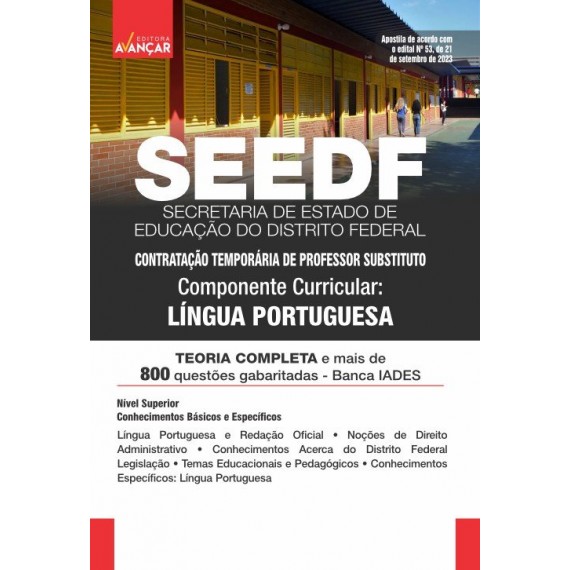 SEEDF - Professor Temporário 2023 - LÍNGUA PORTUGUESA: IMPRESSA + E-BOOK - Liberação Imediata