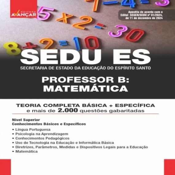 SEDU ES 2025 - PROFESSOR B - MATEMÁTICA: E-BOOK - Liberação Imediata