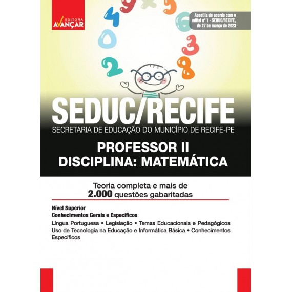 SEDUC / SME RECIFE - Secretaria de Educação do Município de Recife - PE: Professor II - MATEMÁTICA: IMPRESSA - FRETE GRÁTIS + E-BOOK