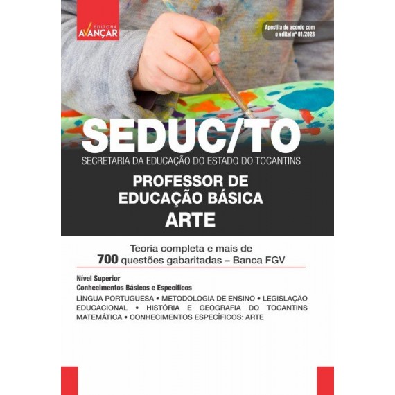 SEDUC TO - Secretaria da Educação do Estado do Tocantins TO - Professor de Educação Básica - Arte: IMPRESSA - Frete grátis +  E-book de bônus com Liberação Imediata