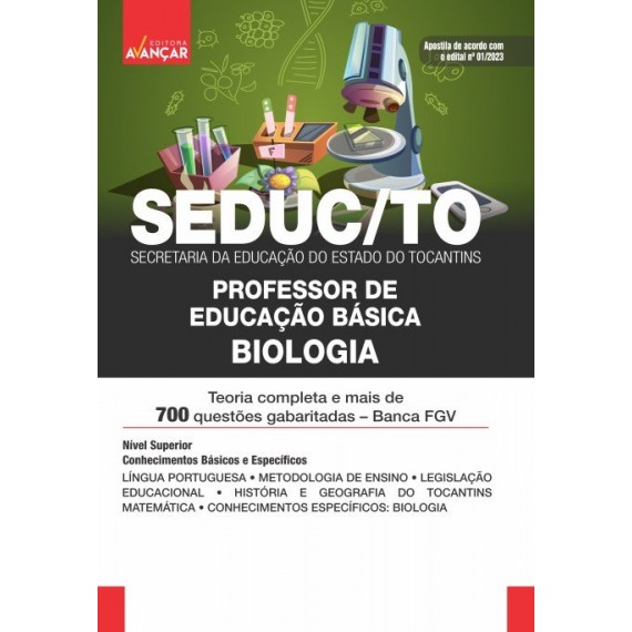 SEDUC TO - Secretaria da Educação do Estado do Tocantins TO - Professor de Educação Básica - Biologia: E-BOOK - Liberação Imediata