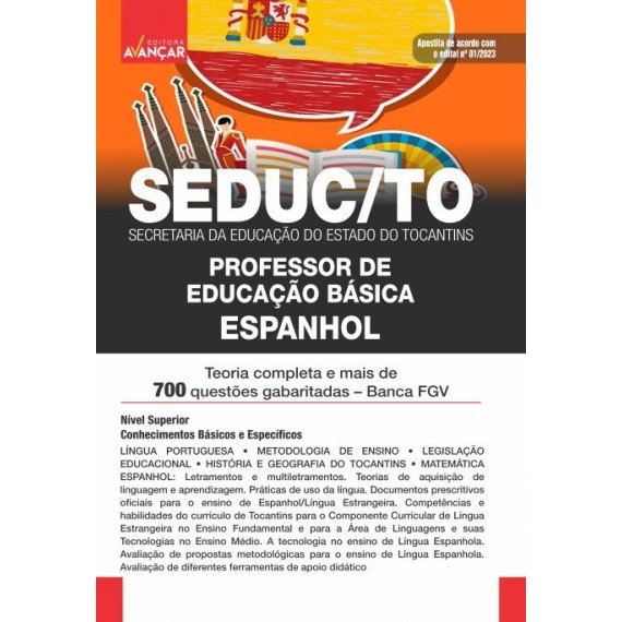 SEDUC TO - Secretaria da Educação do Estado do Tocantins TO - Professor de Educação Básica - Espanhol: IMPRESSA - Frete grátis + E-book de bônus com Liberação Imediata