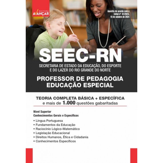 SEEC RN - PROFESSOR DE PEDAGOGIA - EDUCAÇÃO ESPECIAL: IMPRESSO + E-BOOK