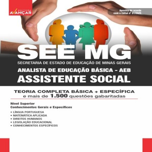 SEE MG 2025 - Analista de Educação Básica (AEB): ASSISTENTE SOCIAL - Frete Grátis