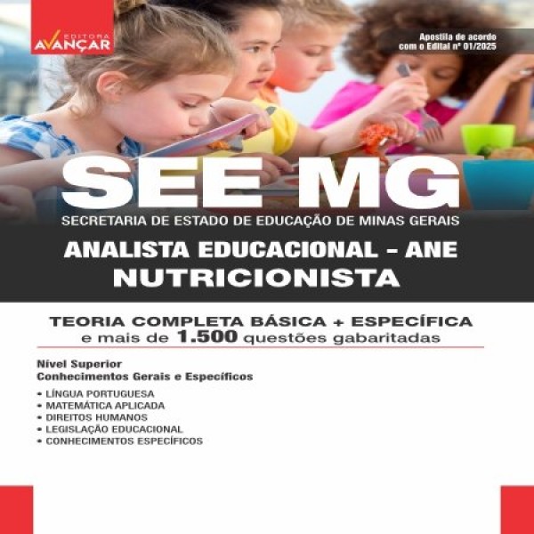 SEE MG 2025 - Analista Educacional (ANE): NUTRICIONISTA