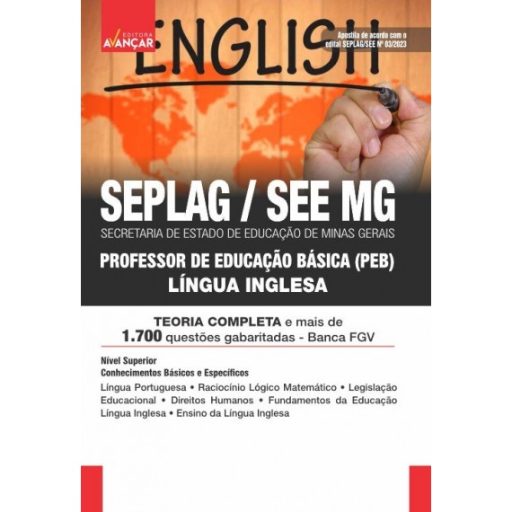 SEE MG - Professor de Educação Básica - PEB - LÍNGUA INGLESA: IMPRESSA - FRETE GRÁTIS + E-BOOK - Liberação Imediata