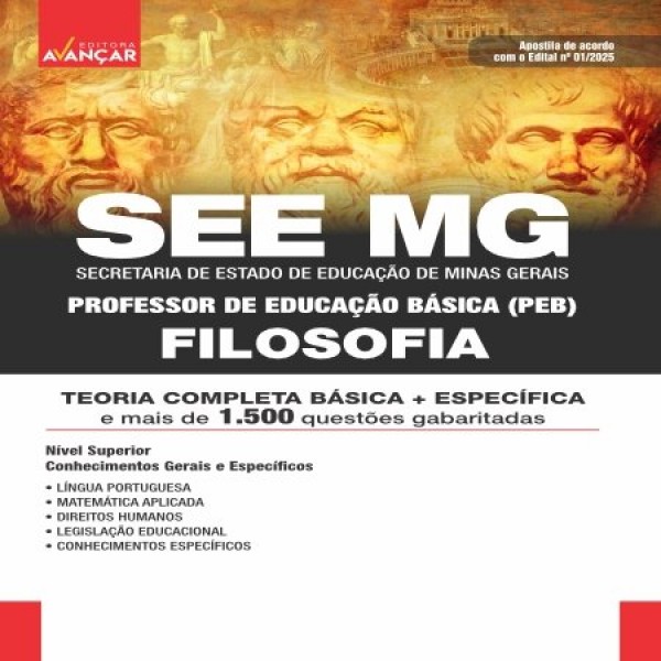 SEE MG 2025 - Professor de Educação Básica (PEB): FILOSOFIA