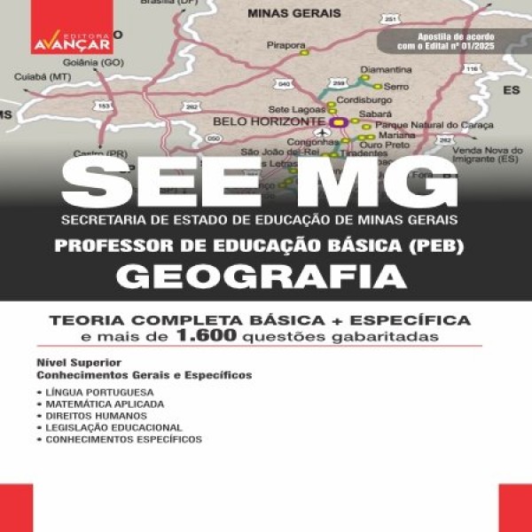SEE MG 2025 - Professor de Educação Básica (PEB): GEOGRAFIA