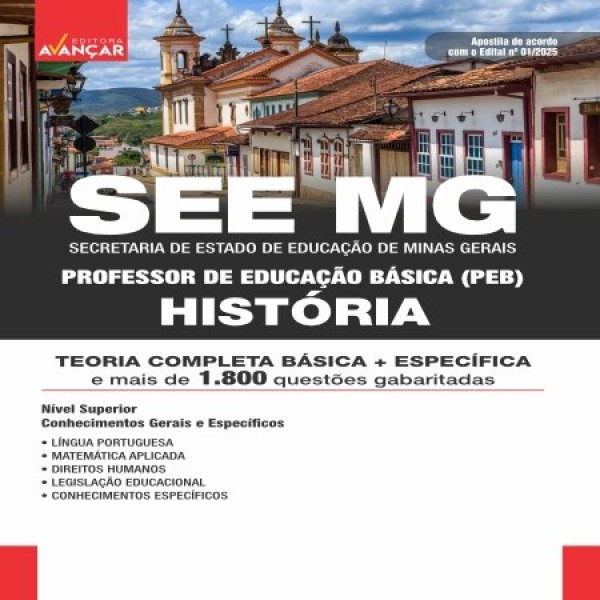 SEE MG 2025 - Professor de Educação Básica (PEB): HISTÓRIA