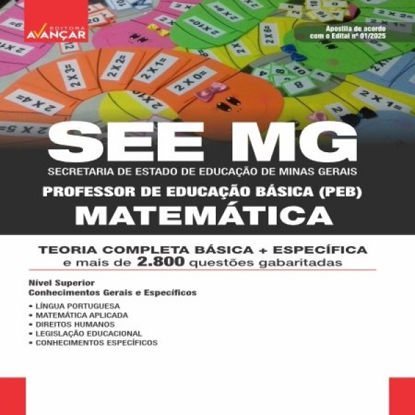 SEE MG 2025 - Professor de Educação Básica (PEB): MATEMÁTICA