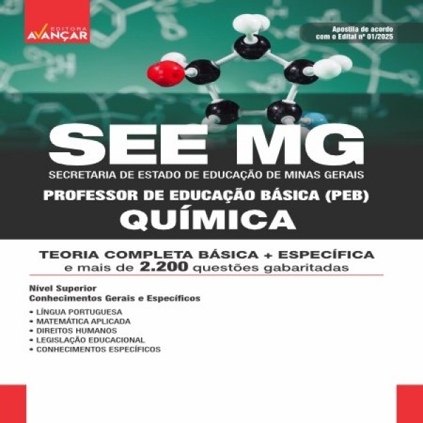 SEE MG 2025 - Professor de Educação Básica (PEB): QUÍMICA