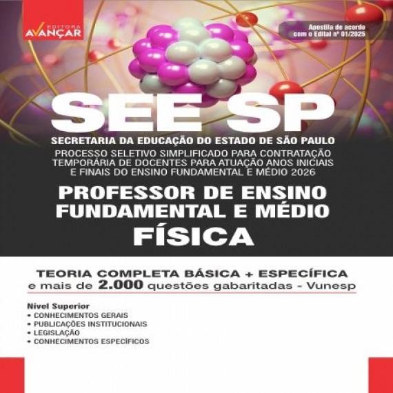 SEE SP  - CONTRATAÇÃO TEMPORÁRIA DE DOCENTES 2026 - PROFESSOR: FÍSICA - Frete Grátis
