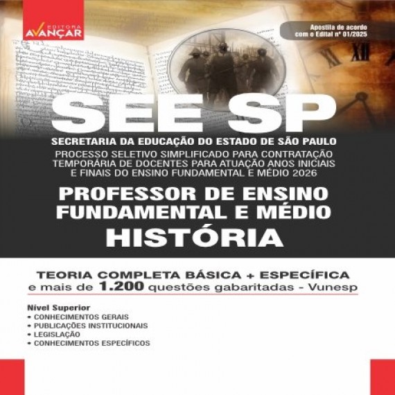 SEE SP  - CONTRATAÇÃO TEMPORÁRIA DE DOCENTES 2026 - PROFESSOR: HISTÓRIA
