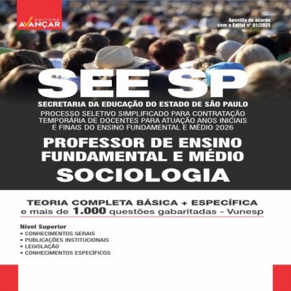 SEE SP  - CONTRATAÇÃO TEMPORÁRIA DE DOCENTES 2026 - PROFESSOR: SOCIOLOGIA