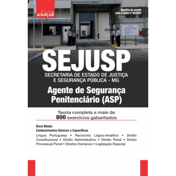 Polícia Penal de Minas Gerais / Agente de Segurança Penitenciário - SEJUSP MG - PPMG: IMPRESSO - FRETE GRÁTIS - E-book de bônus com  Liberação Imediata