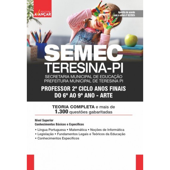 SEMEC - TERESINA PI - Professor 2º Ciclo Anos Finais do 6º ao 9º Ano - Arte: IMPRESSA + E-BOOK - FRETE GRÁTIS