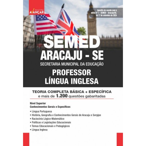 SEMED ARACAJU SE - PROFESSOR LÍNGUA INGLESA: E-BOOK - Liberação Imediata