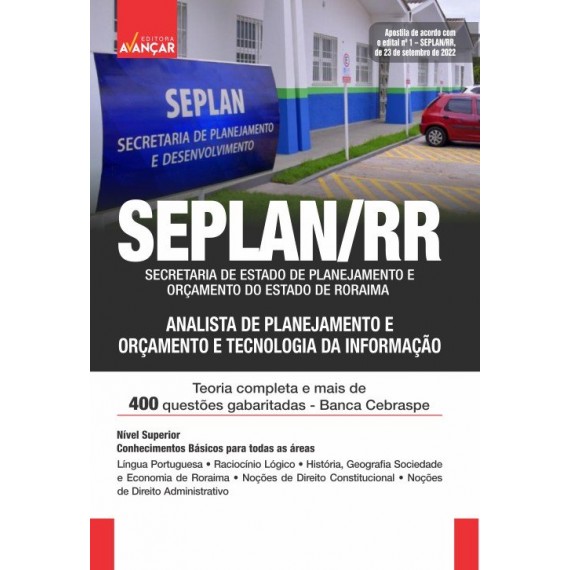 SEPLAN RR - Secretaria de Estado de Planejamento e Orçamento - Conhecimentos Básicos - E-BOOK - Liberação Imediata