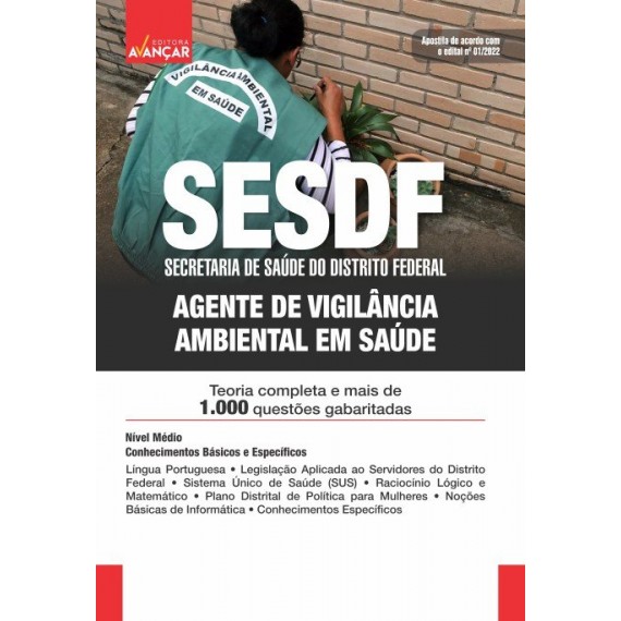SESDF 2023 - Agente de Vigilância Ambiental em Saúde - IMPRESSA - FRETE GRÁTIS - E-book de bônus com Liberação Imediata