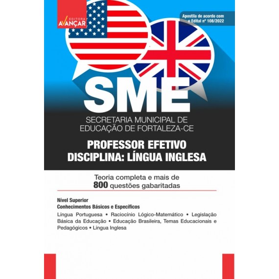 SME FORTALEZA CE - Secretaria Municipal de Educação de Fortaleza CE - Professor Língua Inglesa - IMPRESSO - E-book de bônus com Liberação Imediata