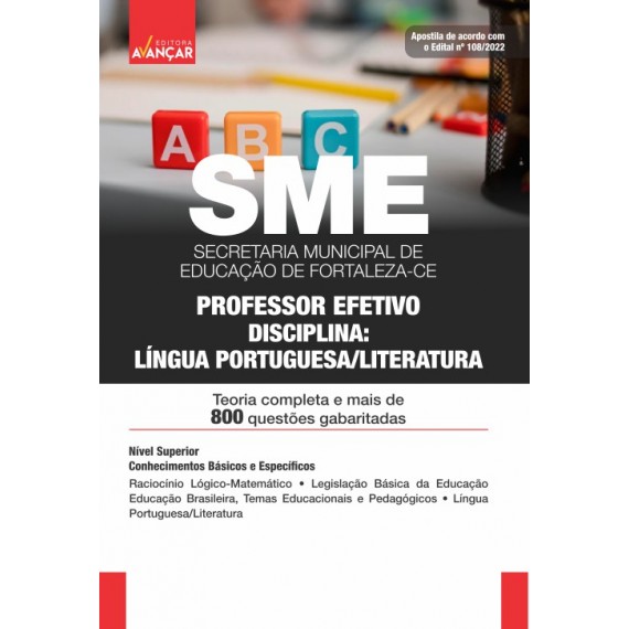 SME FORTALEZA CE - Secretaria Municipal de Educação de Fortaleza CE - Professor Língua Portuguesa e Literatura - IMPRESSA - E-book de bônus com Liberação Imediata