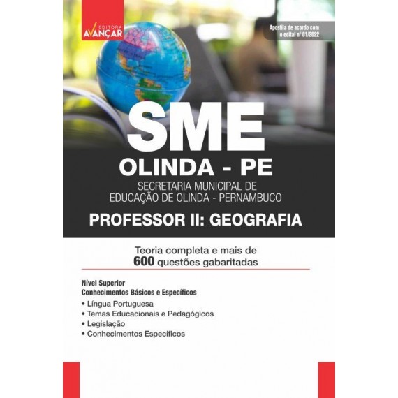 SME OLINDA PE - Prefeitura de Olinda PE - Professor II: GEOGRAFIA - IMPRESSA - E-book de bônus om  Liberação Imediata