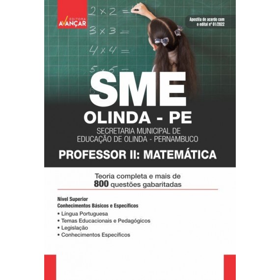 SME OLINDA PE - Prefeitura de Olinda PE - Professor II: MATEMÁTICA - IMPRESSA - E-book de Bõnus com  Liberação Imediata