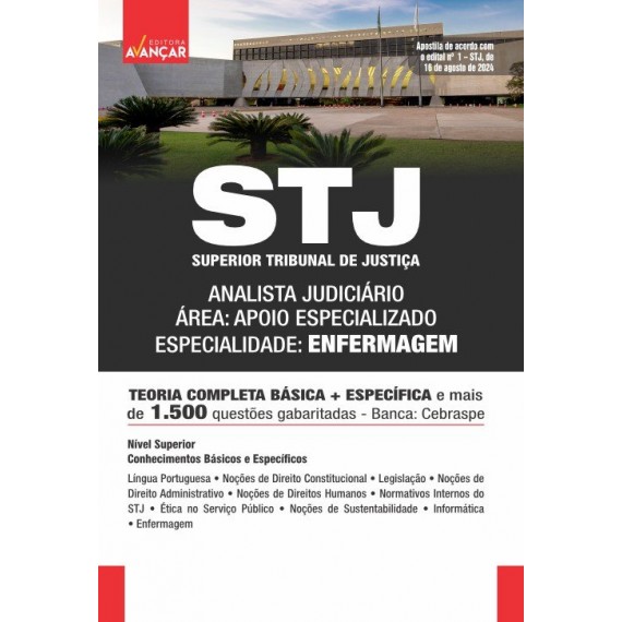 STJ 2024 - Superior Tribunal de Justiça - Analista Judiciário - Enfermagem: IMPRESSA com Frete Grátis