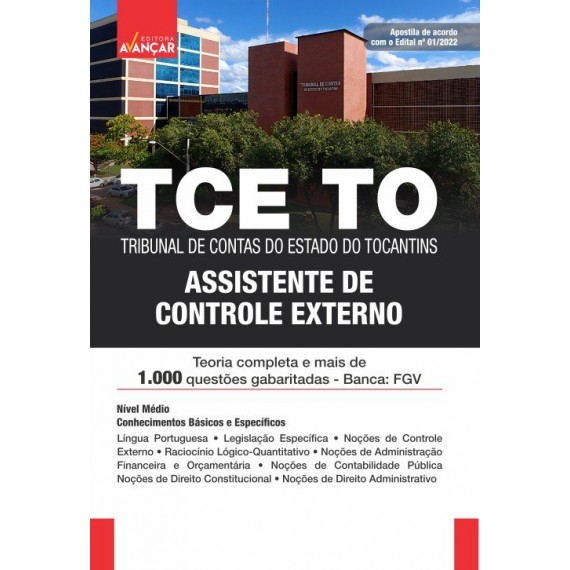 TCE TO - Tribunal de Contas do Estado do Tocantins - Assistente de Controle Externo: IMPRESSA - FRETE GRÁTIS -  E-book de bônus com Liberação Imediata
