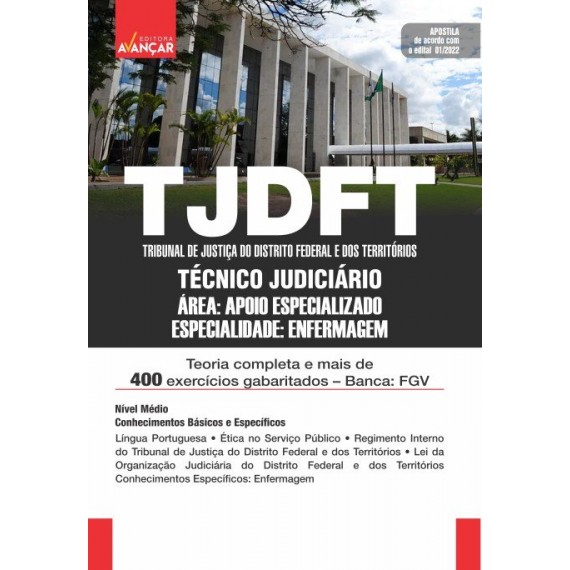 TJDFT - Tribunal de Justiça do Distrito Federal e dos Territórios - Técnico Judiciário - Especialidade: Enfermagem: Impresso
