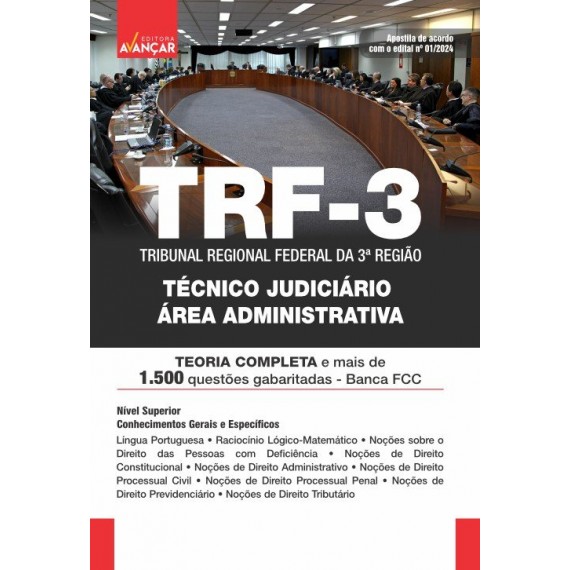 TRF 3ª Região - Tribunal Regional Federal da 3ª Região - Técnico Judiciário - Área Administrativa: IMPRESSO - FRETE GRÁTIS Via Sedex