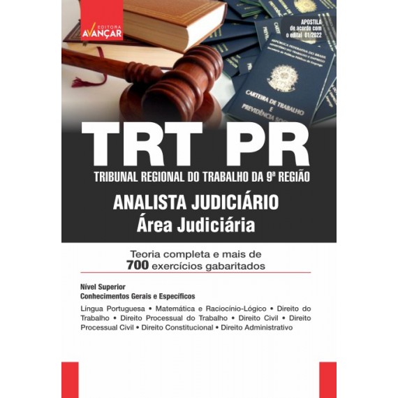 TRT PR - Tribunal Regional do Trabalho da 9º Região - Analista Judiciário - Área Judiciária - IMPRESSO - FRETE GRÁTIS - E-book de bônus com Liberação Imediata