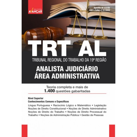 TRT AL - Tribunal Regional do Trabalho da 19º Região - Analista Judiciário - Área Administrativa - E-BOOK - Liberação Imediata
