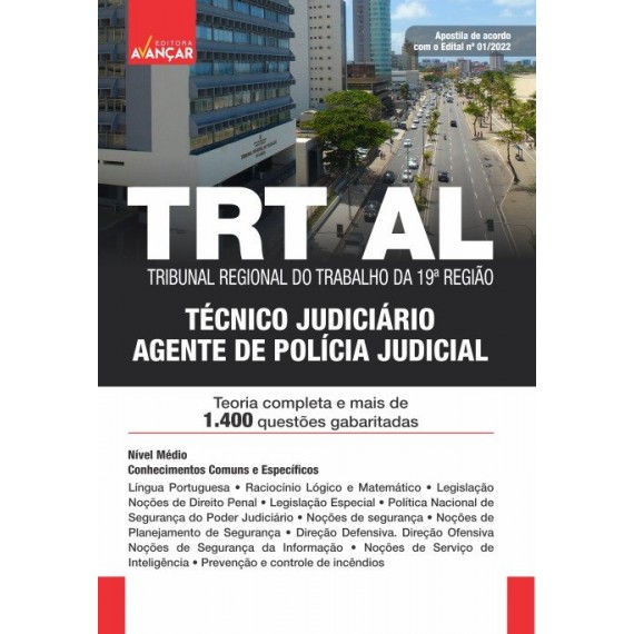 TRT AL - Tribunal Regional do Trabalho da 19º Região - Técnico Judiciário - Agente de Polícia Judicial - E-BOOK - Liberação Imediata