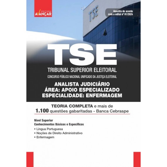 TSE UNIFICADO 2024 - TRIBUNAL SUPERIOR ELEITORAL - ENFERMAGEM: IMPRESSA - FRETE GRÁTIS