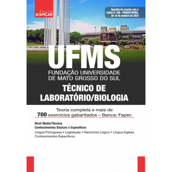 UFMS - Técnico de Laboratório/Biologia - IMPRESSA - E-book de bônus com Liberação Imediata