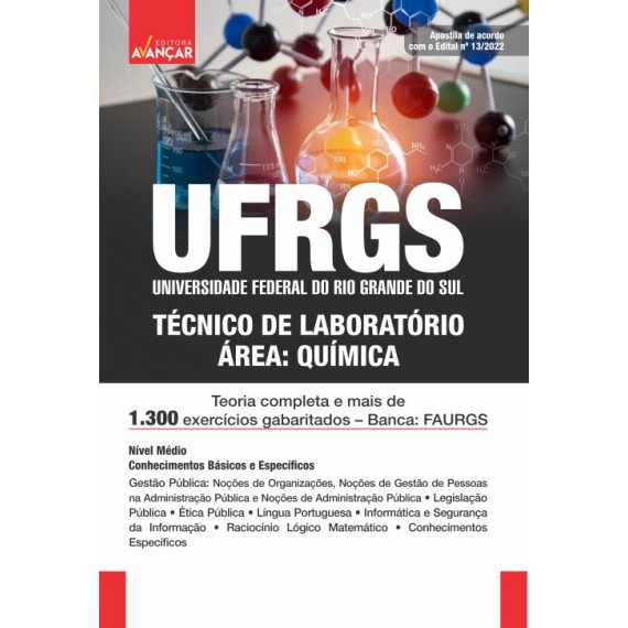 UFRGS - Universidade Federal do Rio Grande do Sul: Técnico de Laboratório - Área: Química: IMPRESSA - FRETE GRÁTIS - E-book de bônus com Liberação Imediata